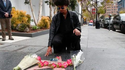 EPA A man leaves flowers on Tina Turner's star on the Hollywood Walk of Fame