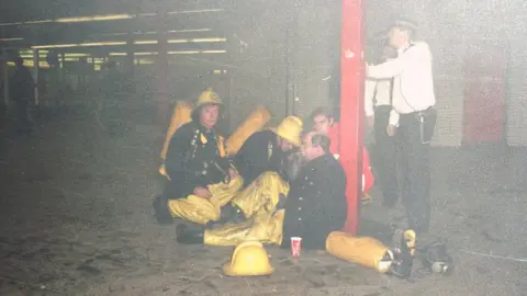 LFB Firefighters in King's Cross station on 18 November 1987