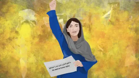 Ghazal Farkhari Afghan protester