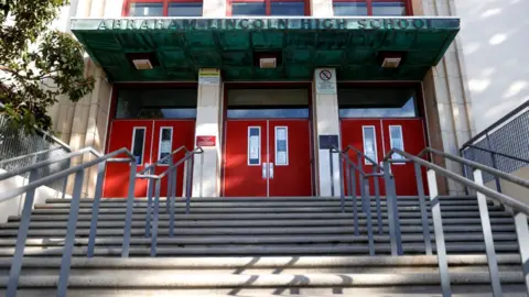 Getty Images Stairs lead to the entrance of Abraham Lincoln High School in San Francisco, California