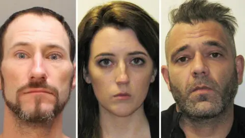 Police handout From left: Johnny Bobbitt, Katelyn McClure, and Mark D'Amico