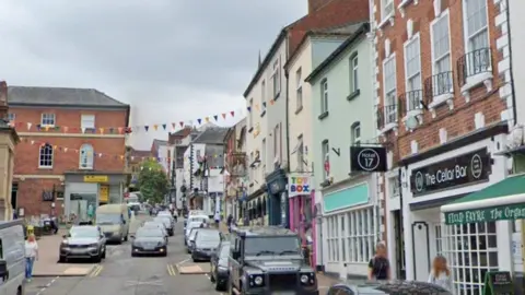 Google The 18th-century Raglan House, on the right, has a prominent position in Ross-on-Wye