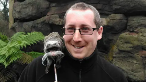 Lakeland Wildlife Oasis Neil Cook and a monkey