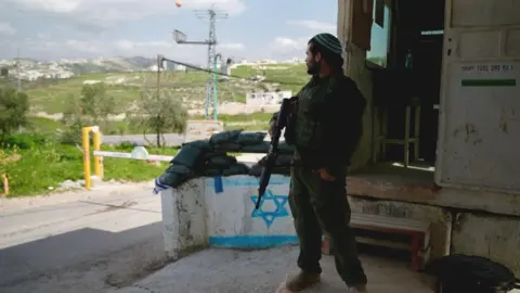 BBC/Goktay Koraltan Checkpoint at an illegal settlement