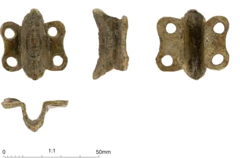 Cotswold Archaeology Medieval book clasp in four parts