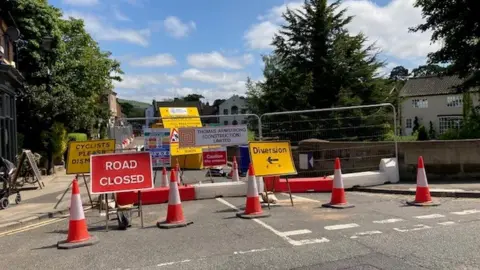 Footpath remains open alongside road closure