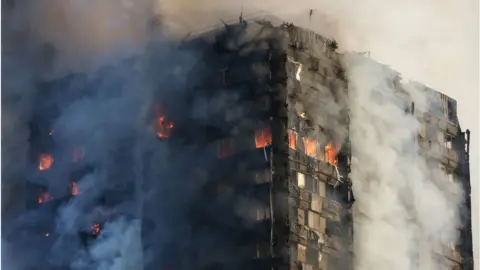 Getty Images Smoke billows from Grenfell Tower as firefighters attempt to control a huge blaze on June 14, 2017 in west London