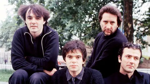 Getty Images (Left to right) Dave Greenfield, Jean-Jacques Burnel, Jet Black and Hugh Cornwell of The Stranglers in 1980