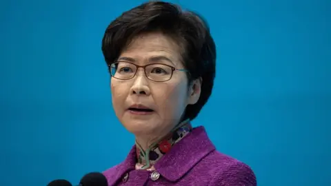 EPA Hong Kong Chief Executive Carrie Lam speaks during a press conference in Hong Kong, China, on 25 November 2020.