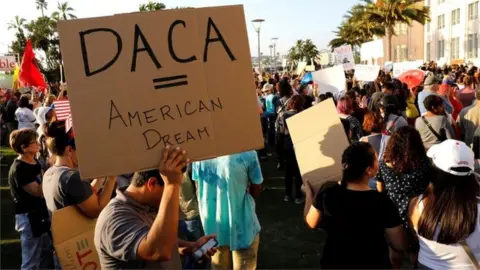 Reuters Daca supporters at a protest rally in San Diego, California,. Photo: September 2017