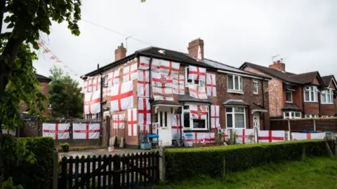 Getty Images Manchester house with England flags