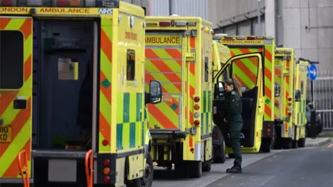 EPA Ambulances outside the Royal London 14/1/21