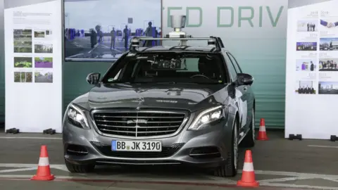 Daimler AG S-Class research car is used for multimodal recording and data collection of traffic scenes with camera and lidar technology.