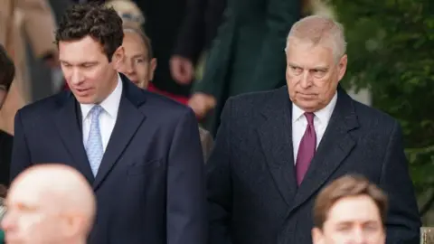 PA Media Jack Brooksbank (left) and the Duke of York