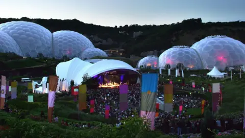 BBC Eden Sessions concert with domes in background