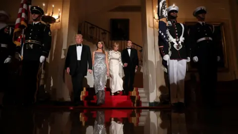 Reuters President Donald Trump, First Lady Melania Trump, French President Emmanuel Macron and his wife Brigitte attend a State Dinner at the White House in Washington, April 24, 2018