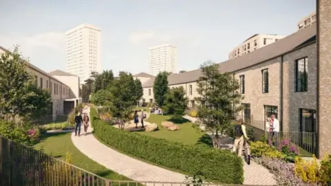 Birmingham City Council Example CGI Of communal garden area