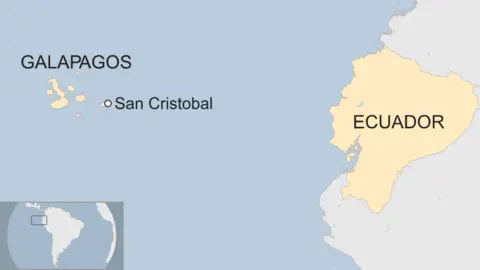 Map of San Cristobal in Galapagos in Ecuador