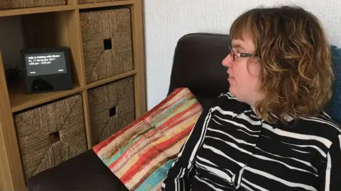 BBC Samantha Snell with an Amazon Echo Show