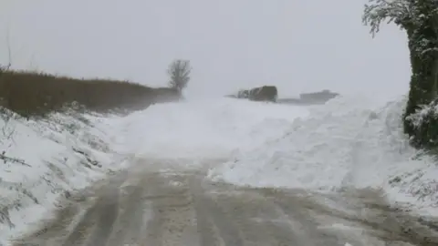 Snow across a road