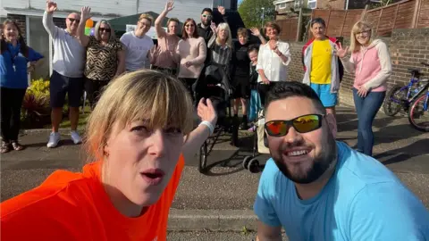 White Family Steph and Steve White with family and friends who supported them