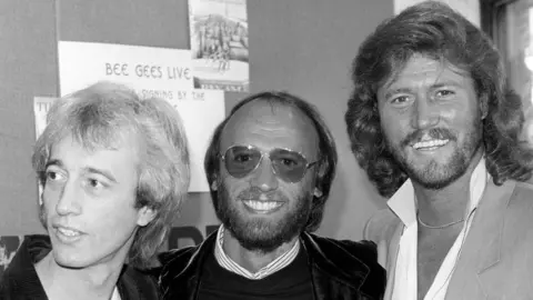 PA Robin, Maurice and Barry Gibb in 1983