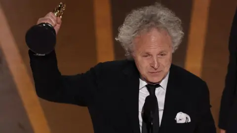 REUTERS/Carlos Barria Charlie Mackesy accepting his Oscar