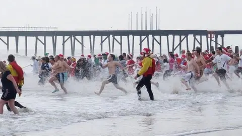 BBC Christmas Day swim at Lowestoft