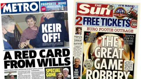 Metro and the Sun front pages 20.04.21