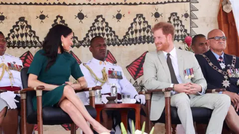 Reuters Britains Prince Harry and Meghan, Duchess of Sussex, in Nadi, Fiji