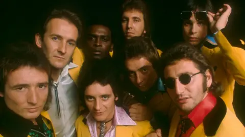 BBC Showaddywaddy (top l-r) Trevor Oakes, Romeo Challenger, Russ Field, Dave Bartram, (bottom l-r) Al James, Rod Deas, Buddy Gask and Malcolm Allured
