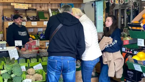 The Dranyi family in a Hessle greengrocers