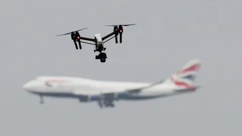 PA A drone and a BA plane