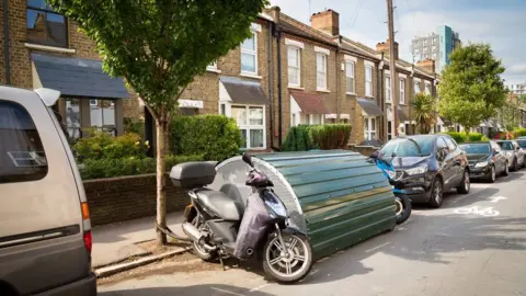 Transport for London Bike hangar on street