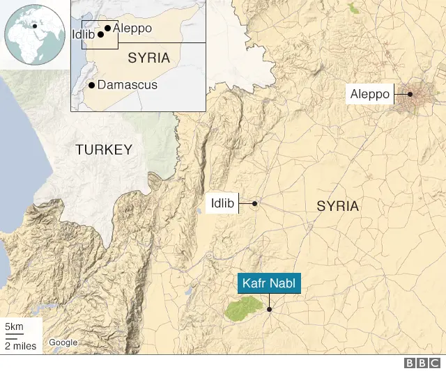 Map showing Kafr Nabl