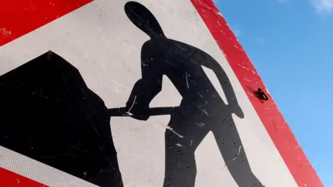 Roadworks Sign - stock photo