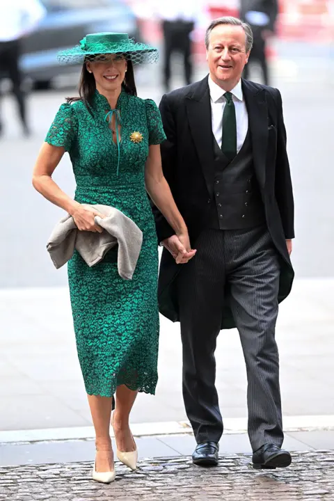Samir Hussein/WireImage/Getty Images Samantha Cameron and former British Prime Minister Lord David Cameron attend the thanksgiving service to mark the 80th anniversary of VE Day at Westminster Abbey on May 08, 2025 in London, England.