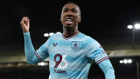 Jaidon Anthony punches the air after scoring away at Crystal Palace