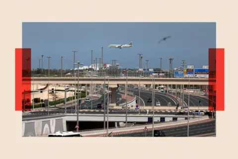 Anadolu via Getty Images A plan takes off at Hamad International Airport 