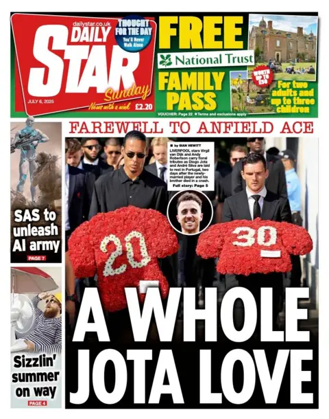 "A whole Jota love," is the headline on the Daily Star's front page 