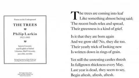 Cambridge University Library A poster displaying a poet's words