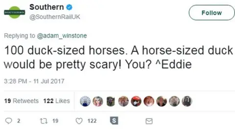@southernRailUK/Twitter 100 duck-sized horses. A horse-sized duck would be pretty scary! You? ^Eddie