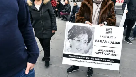 Getty Images Symbolic march in memory of Sarah Halimi after her murderer was declared irresponsible for her killing, in January 2019 in Paris, France