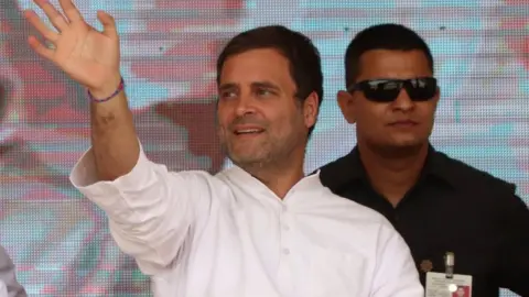 Getty Images President of Indian National Congress (INC) Rahul Gandhi during election campaign rally at Bandanwara Village Near Ajmer, Rajasthan, India on 25 April 2019.