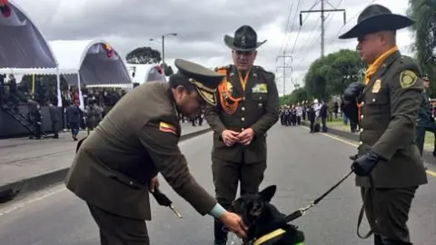 Colombian police Sombra at a police parade