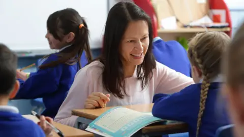Getty Images Teacher with school children
