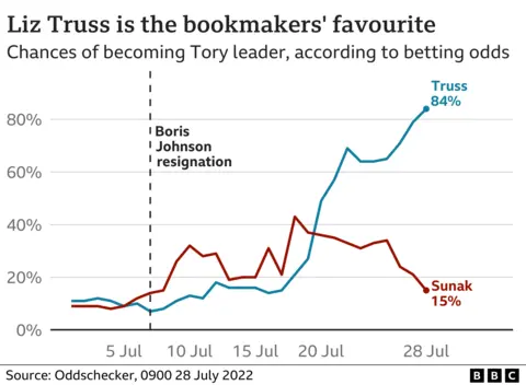 . Bookmakers' odds on leadership