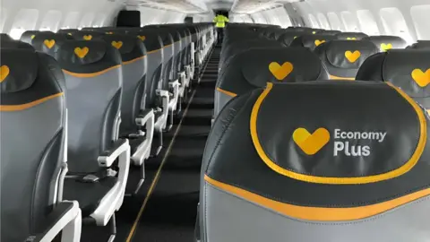 Inside of a Thomas Cook aircraft