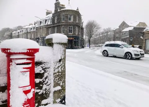 Snow in Aberdeen on Tuesday