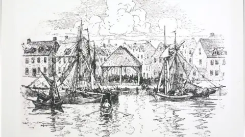 Getty Images Sketch of the New York Municipal slave market in 1730